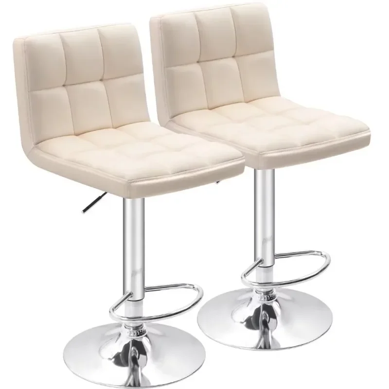 

Nordic Modern Square PU Leather Swivel Adjustable Bar Stool, Set Of 2, Bar Stool For Kitchen Counter,Gray