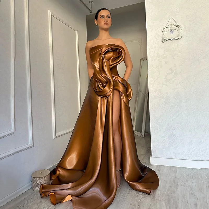 

Thinyfull Sexy Mermaid Prom Evening Dresses Strapless Side Slit Night Party Dress Women Night Cocktail Prom Gowns Customized