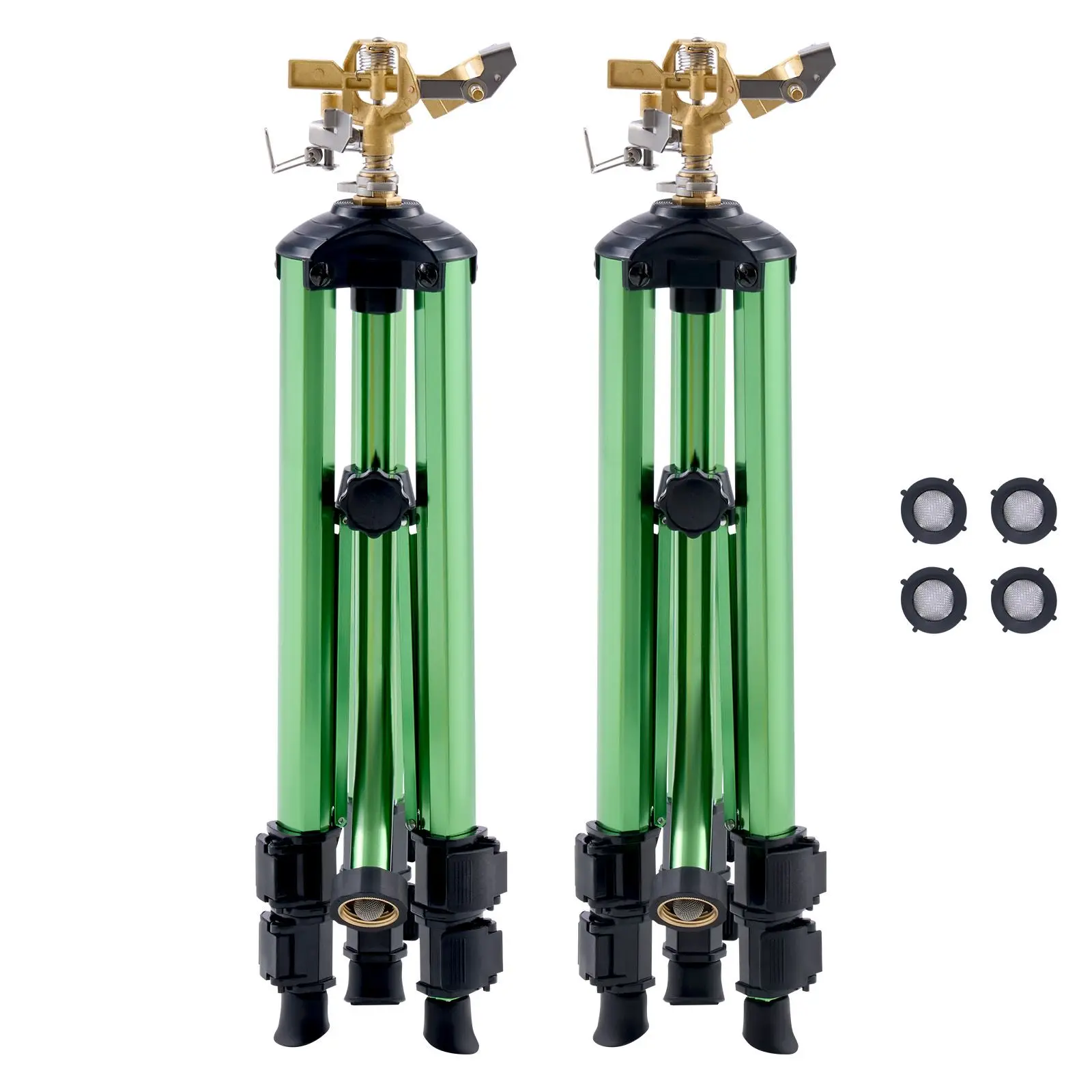 Impact Sprinkler on Tripod Base, 2 Packs, Heavy Duty Tripod Sprinklers with Brass Head & 3/4