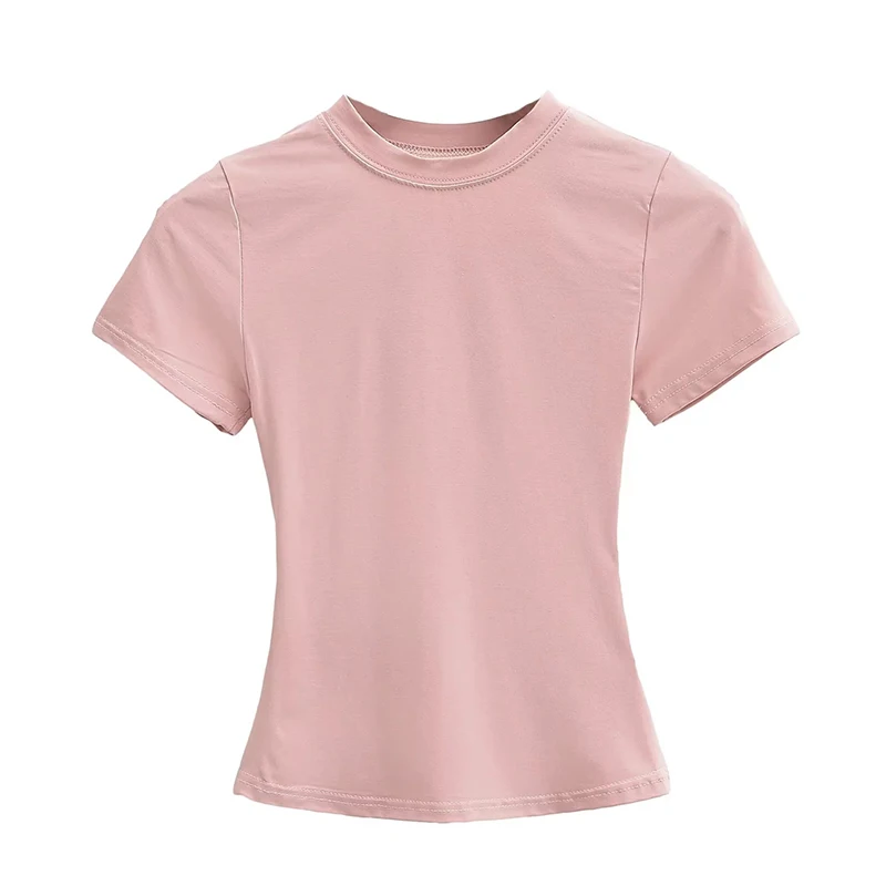 T-shirt manches courtes pour femmes, décontracté, de haute qualité, Sexy, Slim, tendance, couleur unie, vêtements y2k, 2025