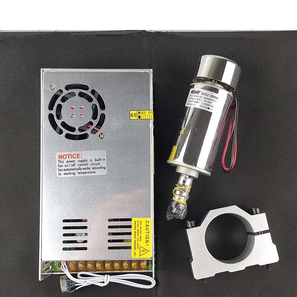 

CNC Spindle Motor Kit ER11 48V 300W Brushed High Speed Air Cooled Spindle Motor + Power Regulator For Engraving DIY