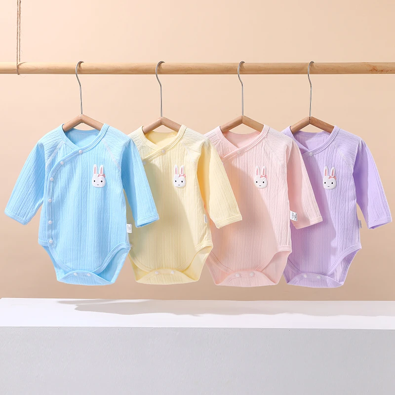 0-12M Newborn Baby Cotton Onesies Bodysuit Spring Autumn Long Sleeve Lovely Rabbit Girl Jumpsuit Infant Toddler Homewear Clothes