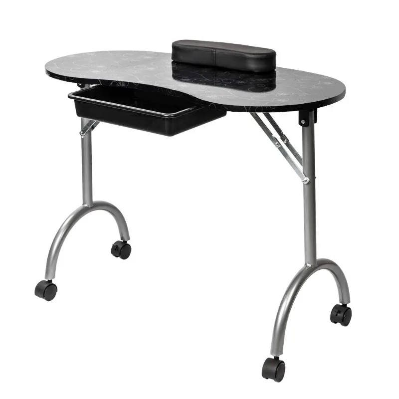 Manicure Table Nail Desk Workstation,TP005 portable removable and foldable nail table (Black)