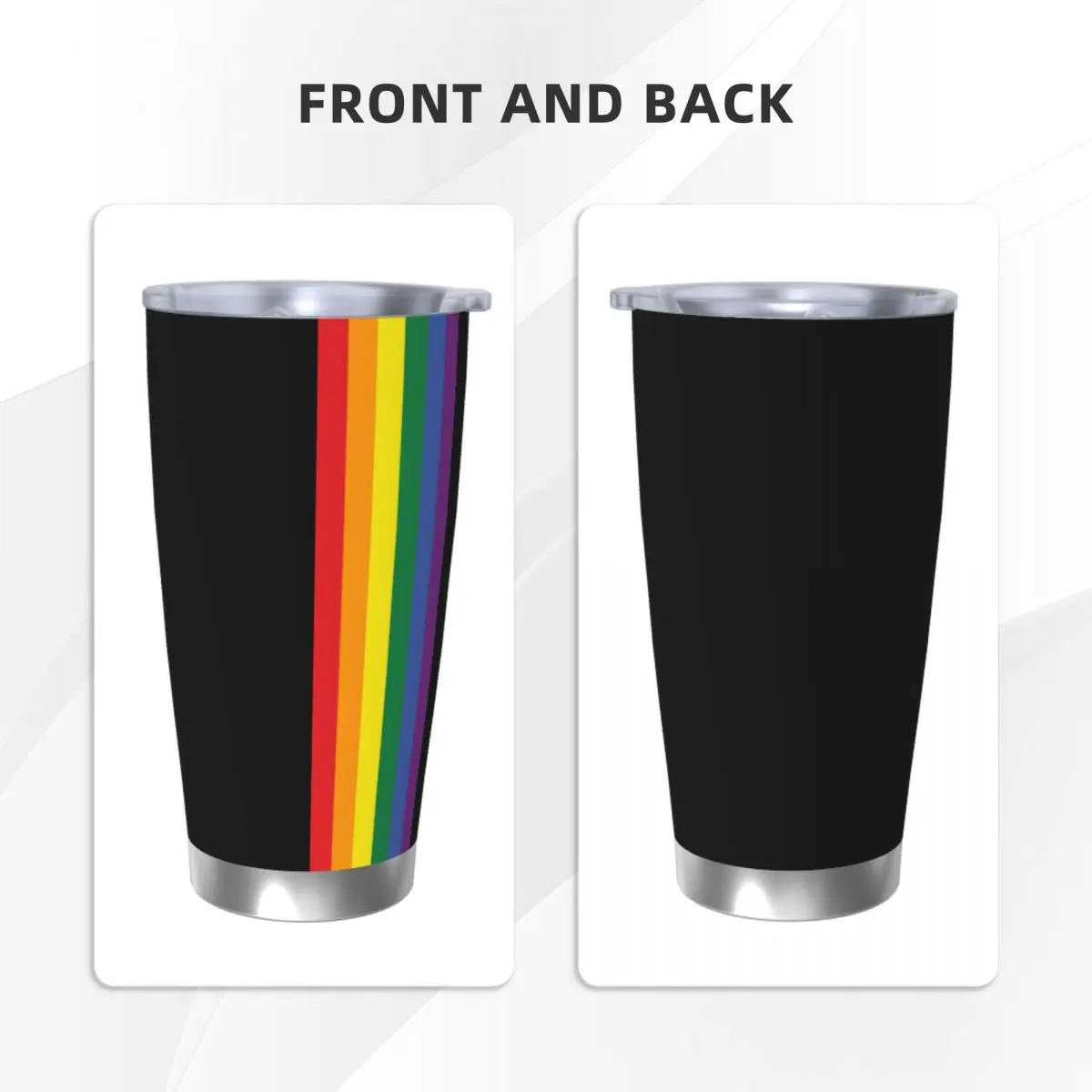 Rainbow Pride LGBT Tumbler Vacuum Insulated Coffee Cups Stainless Steel Car Mugs Water Bottle, 20oz