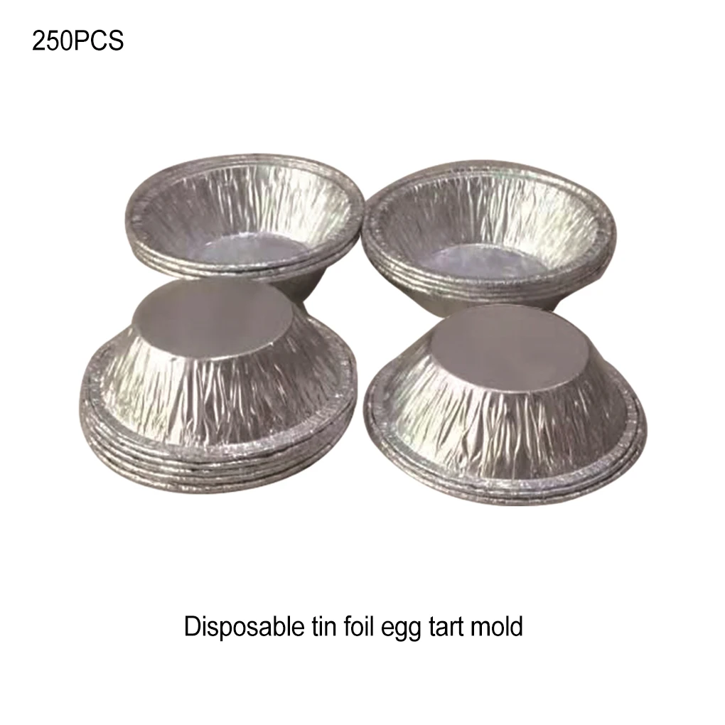 250pcs Not Easy To Deform Aluminum Foil Baking Cups For Shaped Tarts Round Egg Tart Molds Pan