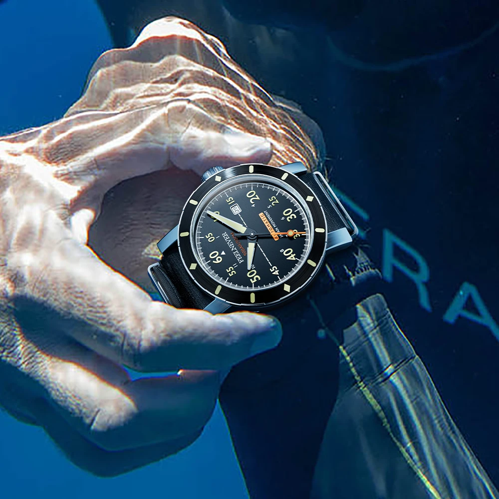 FEELNEVER Waterproof Automatic Watch For Men Sapphire Diver Watch Men Nylon Strap Sport Luminous Men's Mechanical Wristwatches view 5