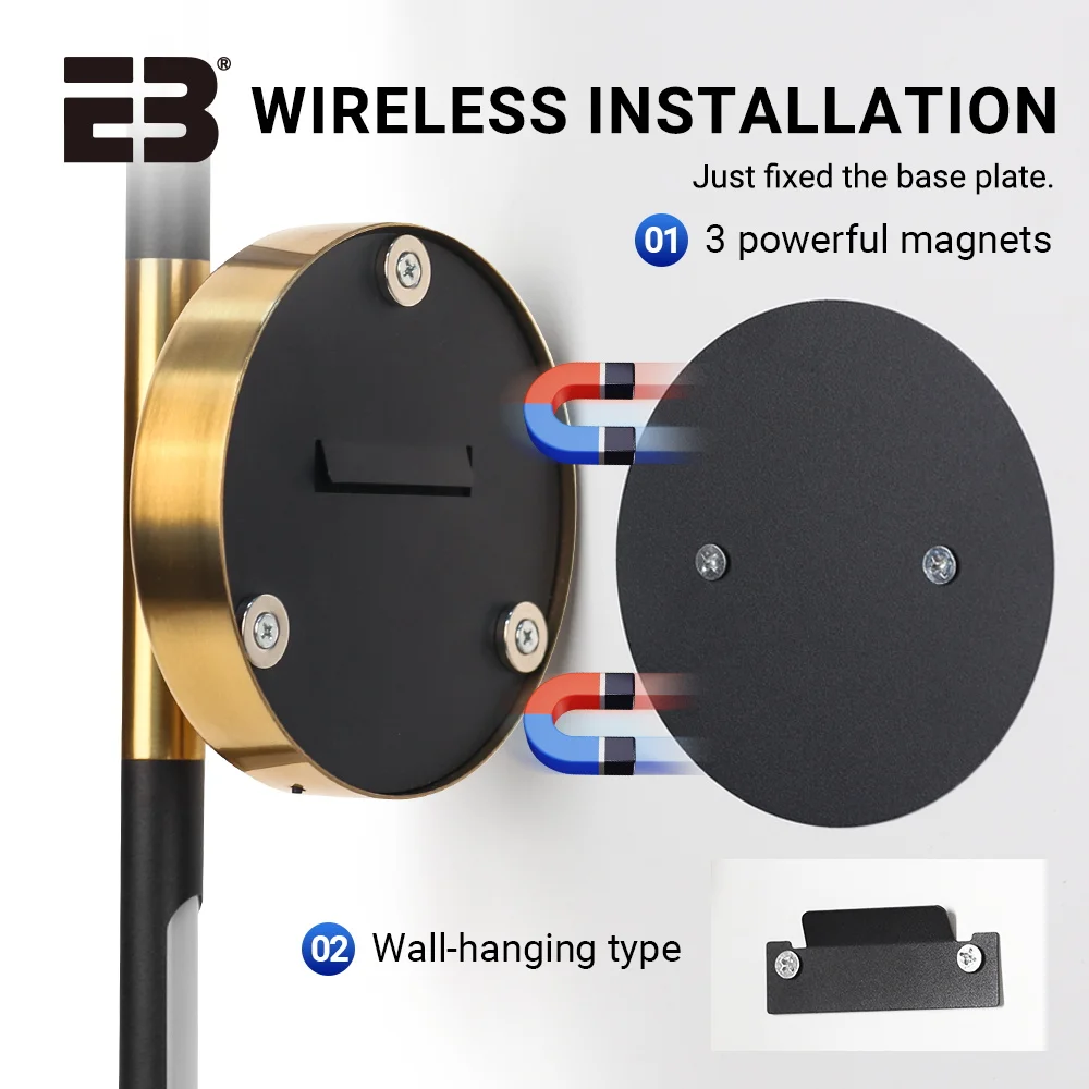 Luz de pared LED recargable desmontable 4400mAh USB tipo C lámpara de dormitorio lámpara de pared Interior regulable magnética oro 80CM ﻿