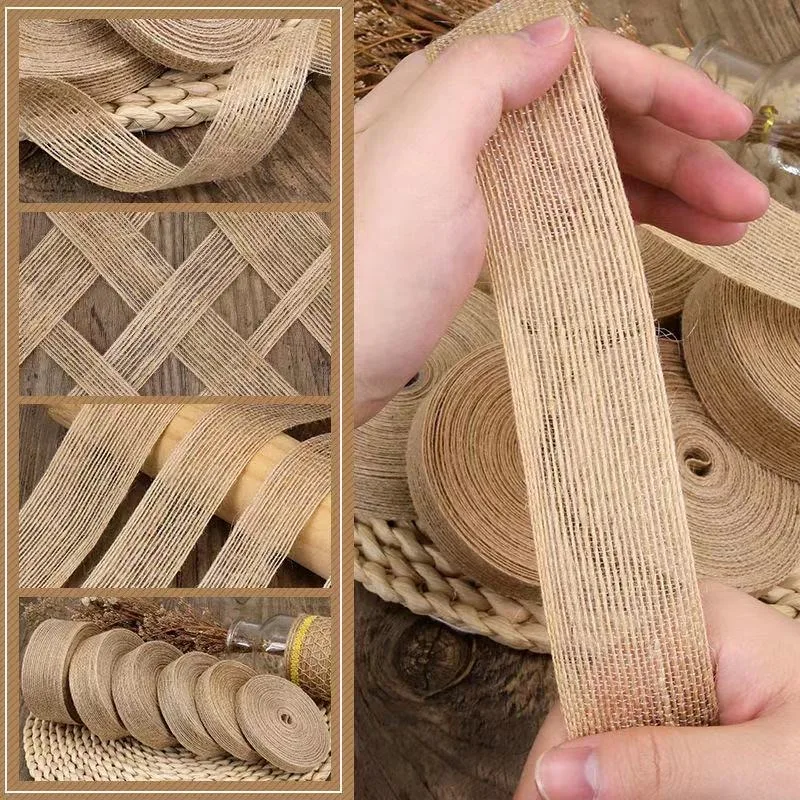 5M 6mm-50mm Natural Jute Ribbon Bow Crafts DIY Vintage Jute Burlap Fabric Gift Wrap Sewing Party Wedding  Christmas Decortion