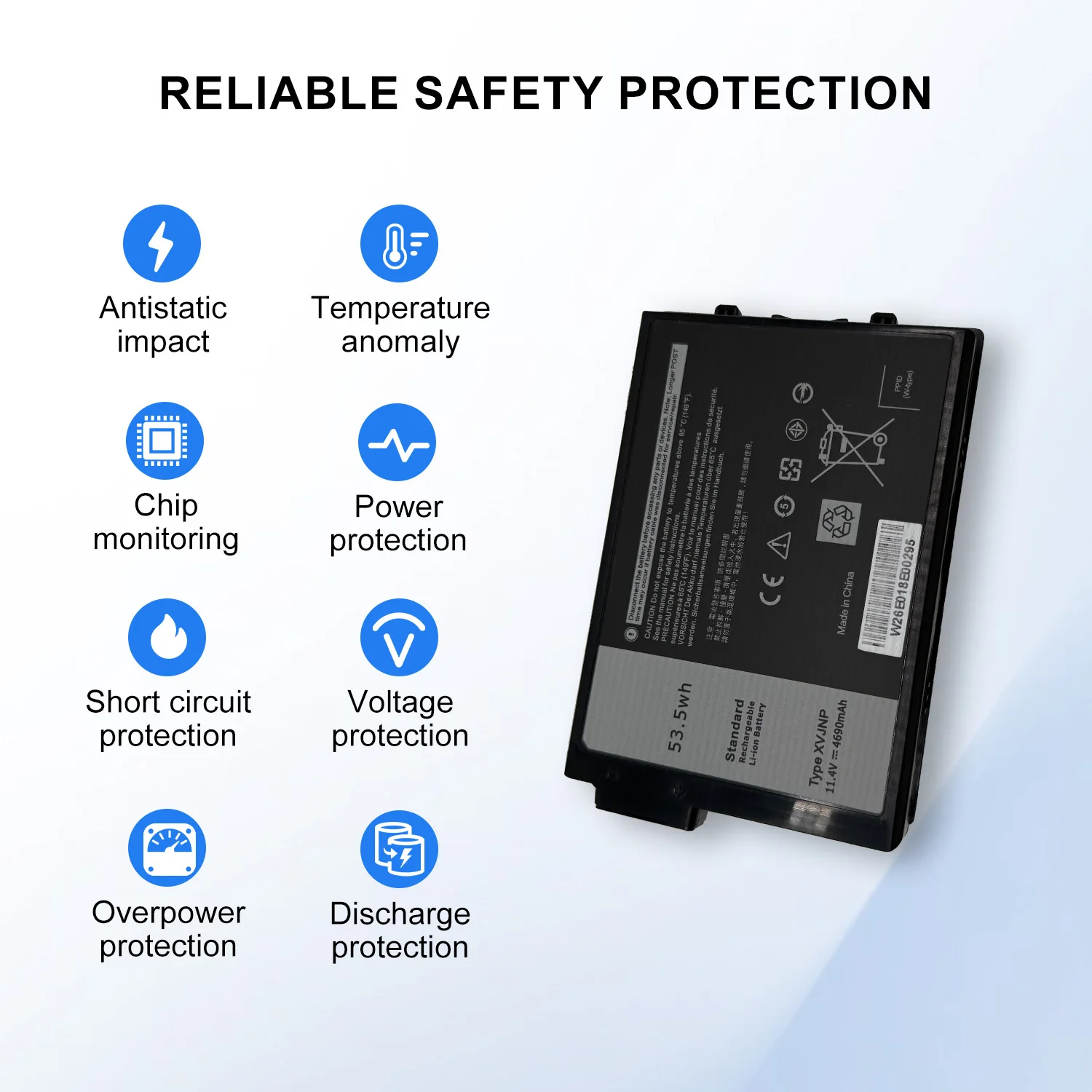 SARKAWNN XVJNP J1KND  Laptop Battery 11.4V 53.5Wh For Dell Vostro 3400 3401 3402 3500 3501 3502; Inspiron 15 3501 3502 3505