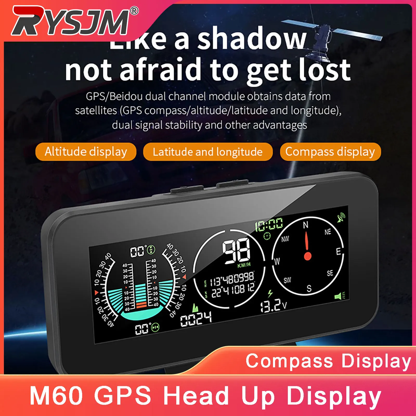 M50 HD Auto-GPS-Head-Up-Display M60 Digitaler Geschwindigkeits-, Kompass- und Spannungsmesser für Offroad-Zubehör 4x4 Bordcomputer