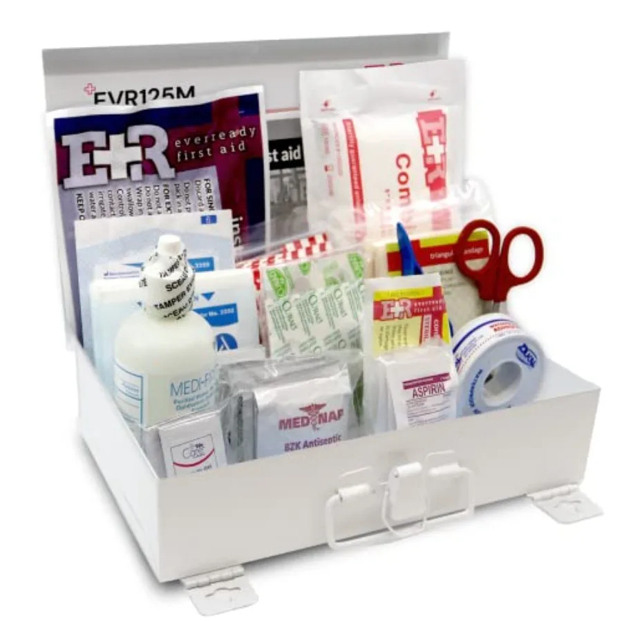 

107 Piece 25 Person First Aid Kit with Metal Case, OSHA Compliant