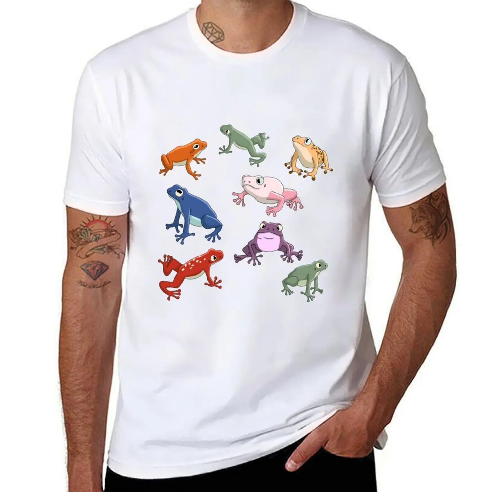 

Colorful Frogs T-Shirt t shirts for man pack cotton essential t shirt T-Shirt