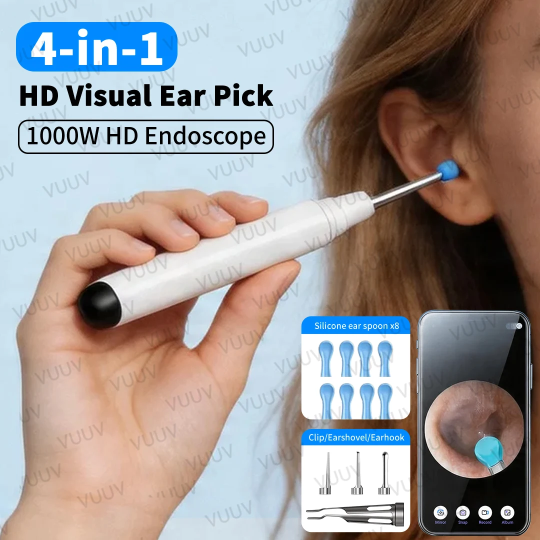 

Ear Wax Removal Tool with 1000w Pixel camera Ear Cleaning Tweezers with 12 Ear Spoons Suitable for All Mobile Phone Ear Cleaners