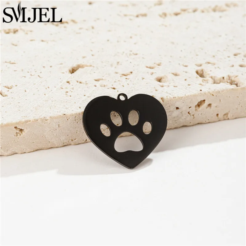 5pcs Lovely Stainless Steel Dachshund Corgi Charms for Jewelry Making Small Dog Paw Necklace Pendant DIY Accessories Wholesale