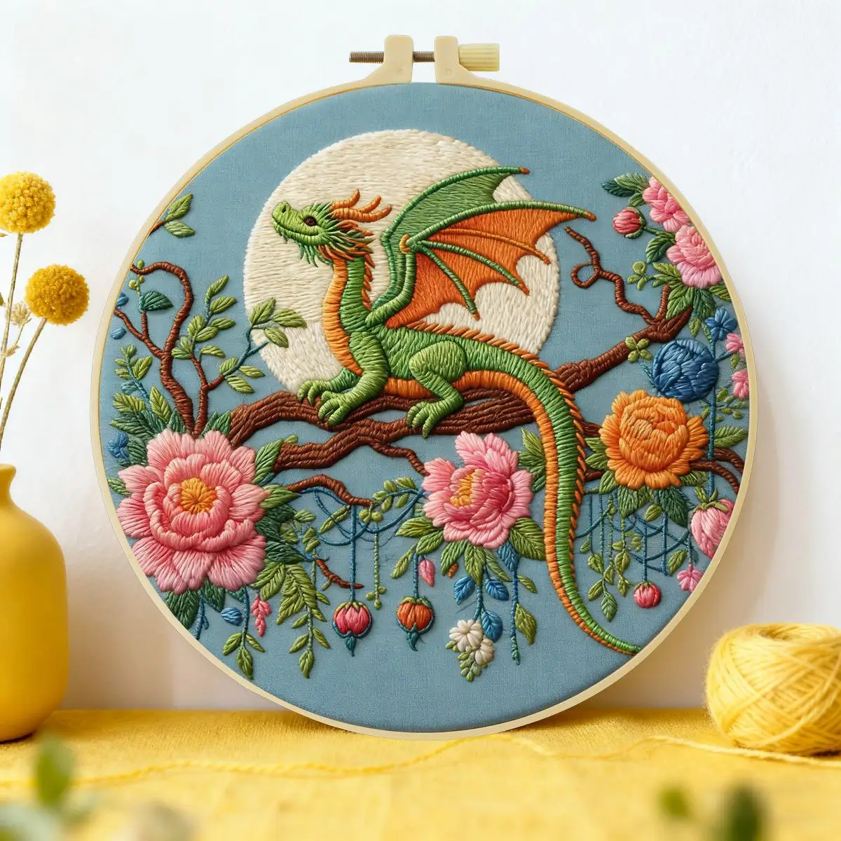 1 Stück 20X20CM/15X15CM 7,87/6,3 Zoll Tier - Dinosaurier Stickerei Starter-Kit DIY-Kit DIY-Stickerei-Set Handarbeiten Malerei – Detail 1