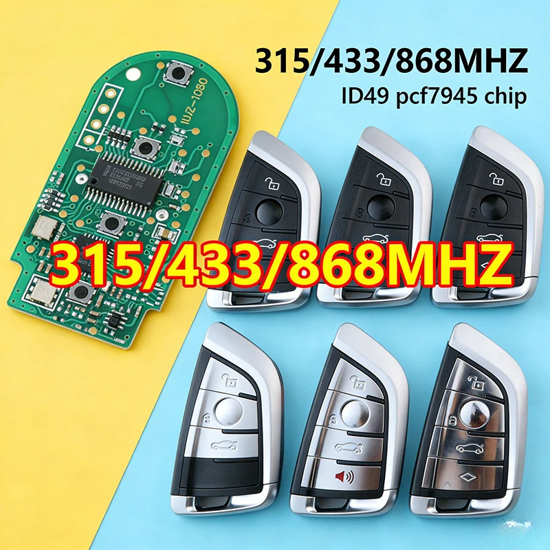

315/433/868MHZ ID49 Pcf7945 Chip 3/4 Buttons Car Key Fob Remote for BMW F FEM CAS4 1 3 5 7 Series X5 X6 X1 X3 X7 CAS4+ 2011-2017