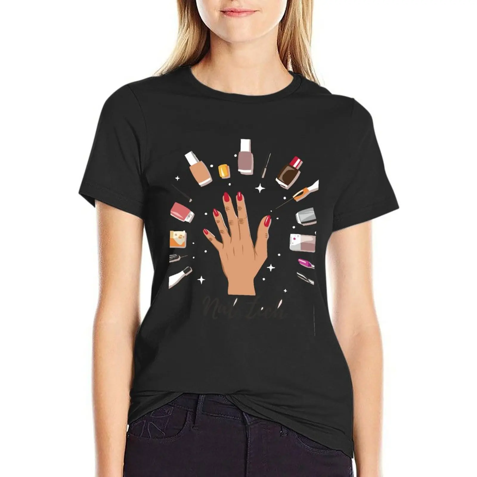 Nail tech and colorful nails T-Shirt tops summer tops customs Blouse summer clothes for Women