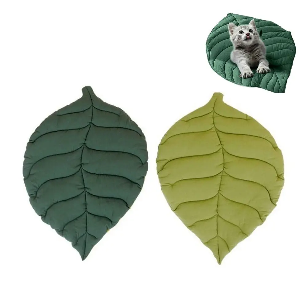 Carpet Leaf Shaped Cat Bed Mat Soft Double Sided Kitten Sleep Blanket Thickened Home Decor Cat Kennel Pad Four Season