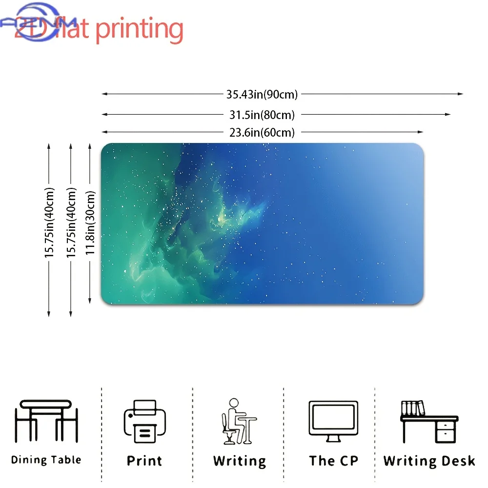 1pc Large/Multi-Size Blue-Green Marbled Mouse Pad with Non-Slip Rubber Base - Mesmerizing Abstract Desk for Office & Home Comput