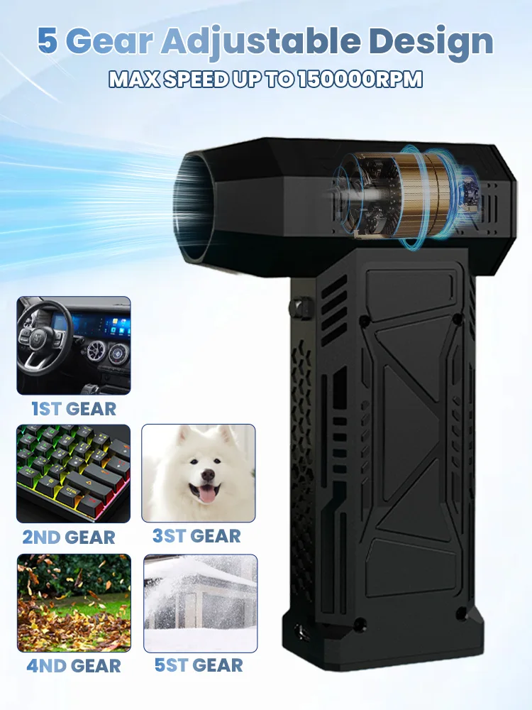 Imagem -03 - Ventilador de ar Elétrico 150000 Rpm Motor Brushless Handheld Turbo Jet Ventilador Violento Velocidade do Vento 51 m s Usb Recarregável Secador de ar