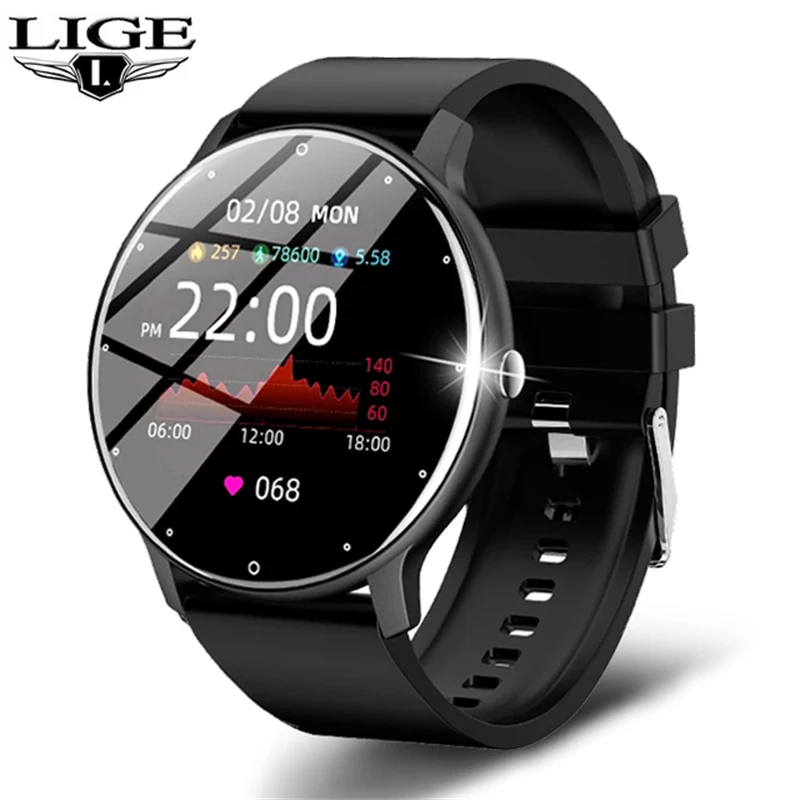 LIGE Original Smartwatch für Männer und Frauen, Armbanduhr mit Herzfrequenz- und Blutdruckmessung, Smartes Armband, Wasserdichter Sport-Fitness-Tracker