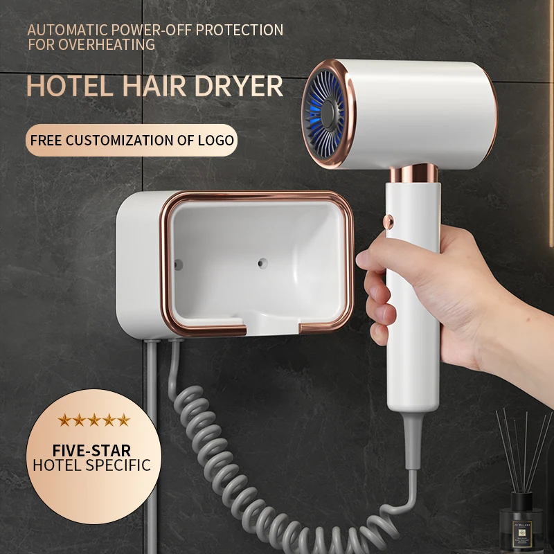 2000W low noise high speed wall mounted hair dryer suitable for hotel and home use