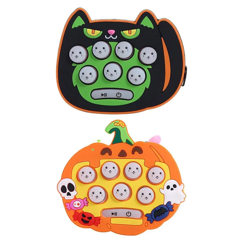 Game Keyring Mini Whack-a-Mole Machine Cartoon Hallowmas Handheld Game Machine Keychain Quick Press Music Quick Push Bubble Game