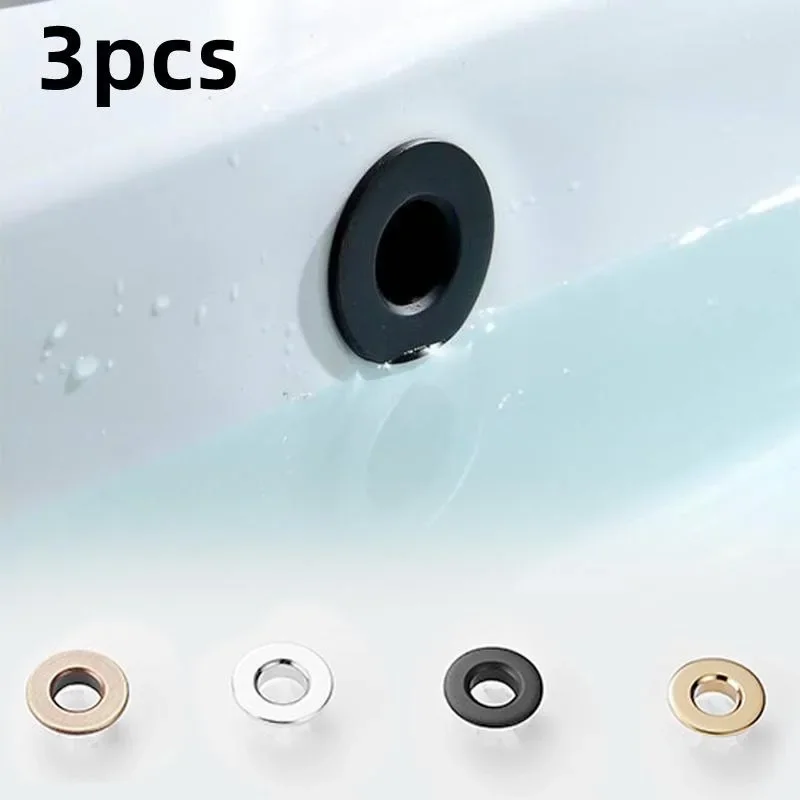 3pcs Bathroom Basin Faucet Sink Overflow Cover Brass Six-Foot Ring Insert Replacement Hole Cover Cap Chrome Bathroom Accessories