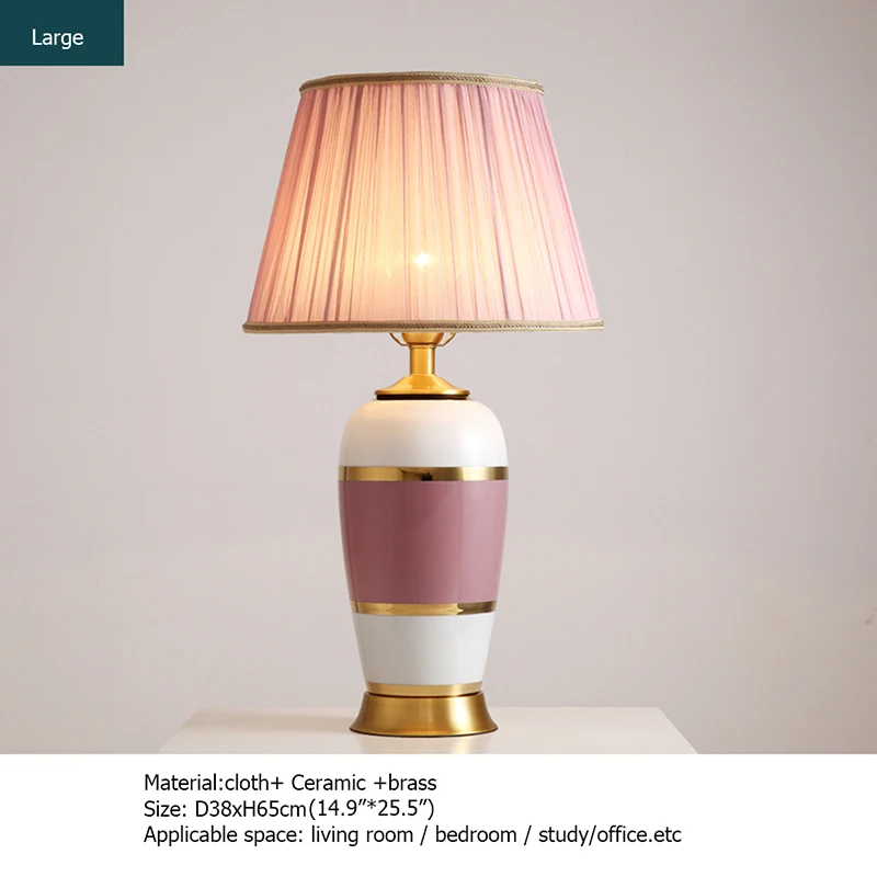 PLLY lámparas de mesa de cerámica, luz de escritorio de cobre rosa, tela moderna de lujo decorativa para el hogar, sala de estar, comedor, dormitorio