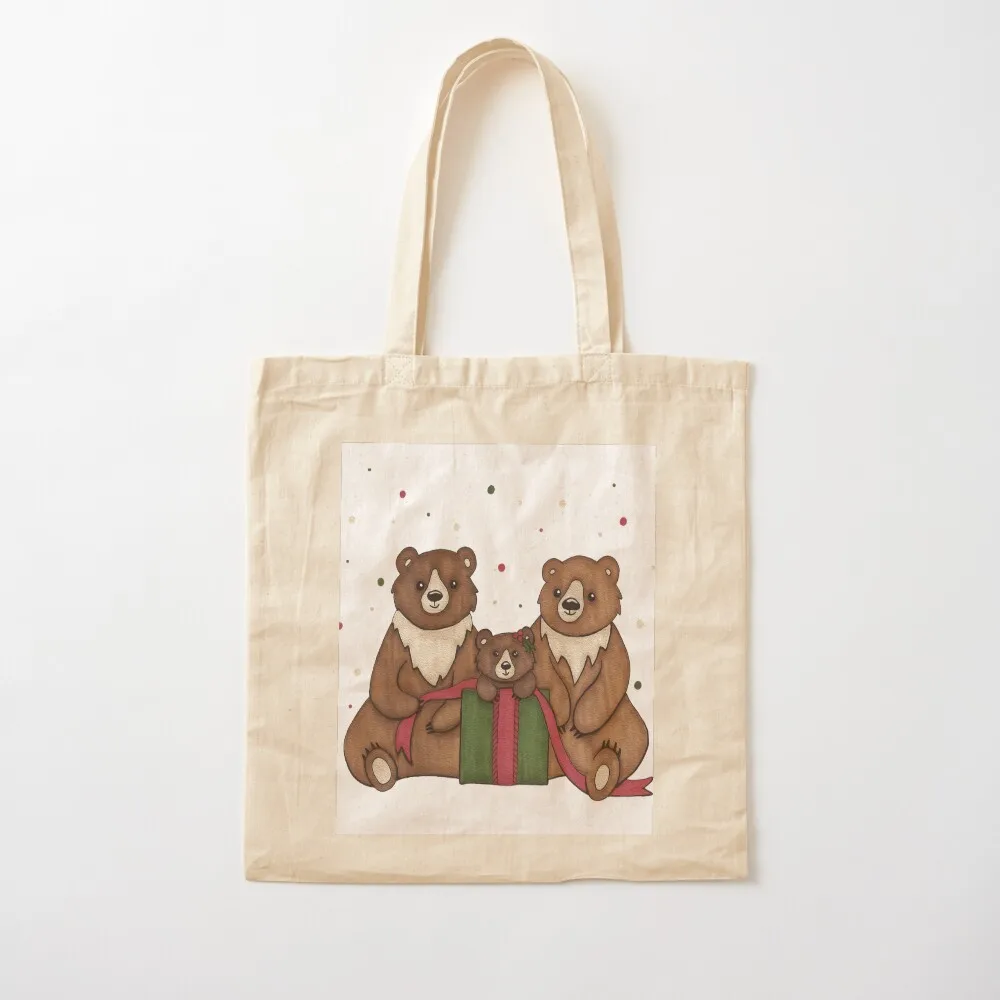 عيد الميلاد الأسرة الدببة حمل حقيبة قماش حقيبة للنساء حقيبة كبيرة حقائب اليد النسائية #2