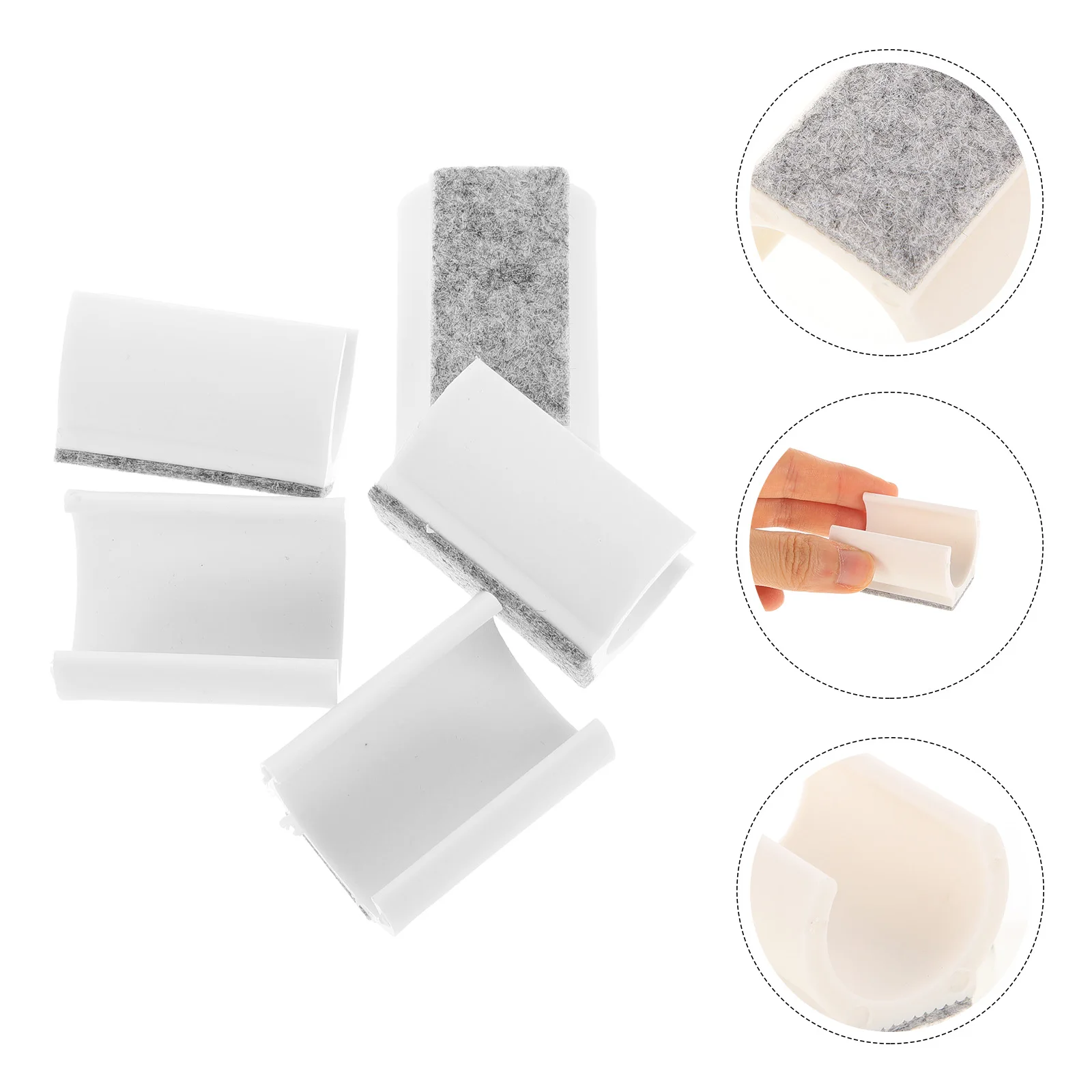 

5pcs Chair Leg Floor Protectors U-shaped Tube Caps for Hardwood Sled Chairs 25mm White Foot Pads Furniture Leg Protectors