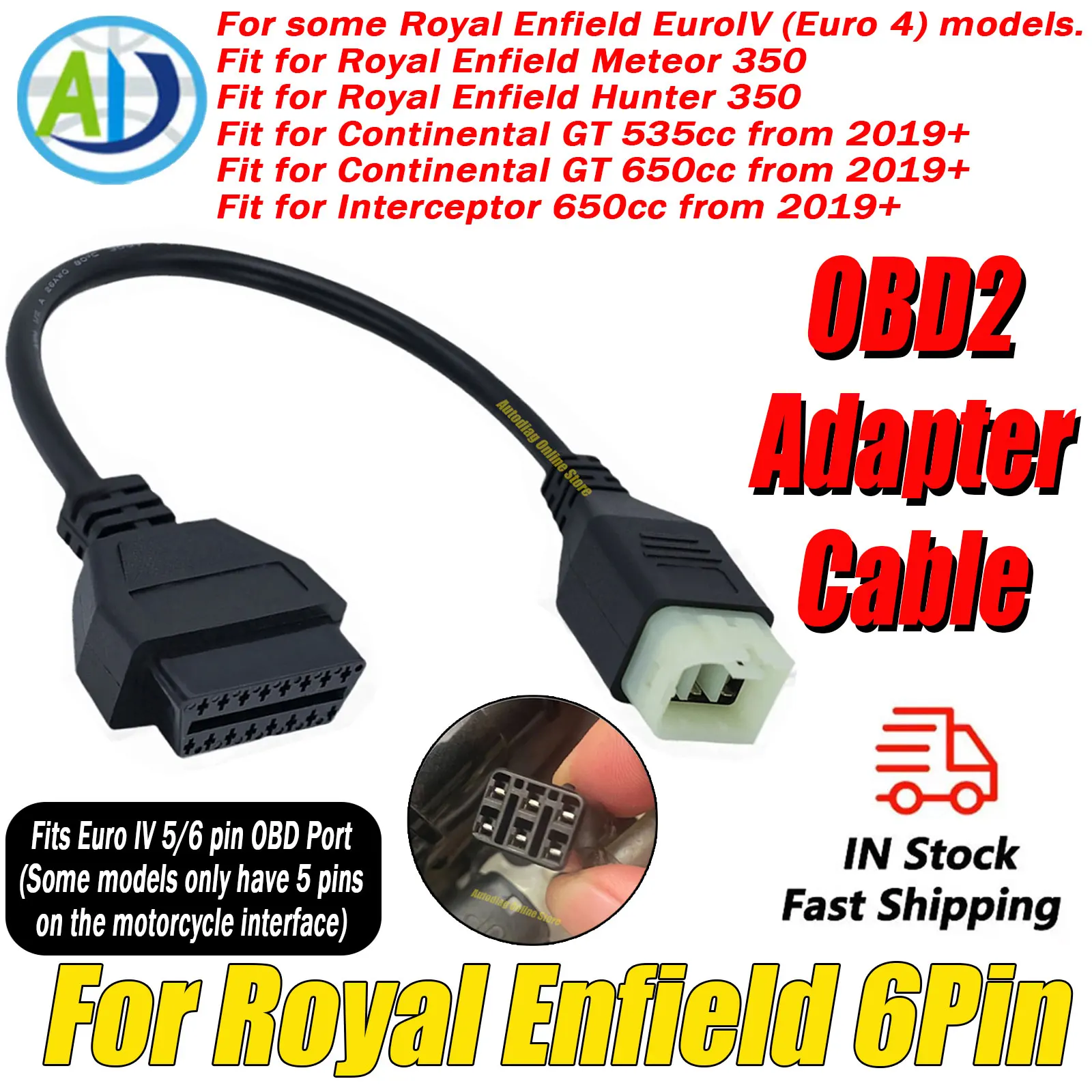 

Кабель-адаптер OBD2 для Royal Enfield 6Pin OBD2 диагностический инструмент кабель для мотоцикла Interceptor 650cc/Continental GT 650cc/535cc