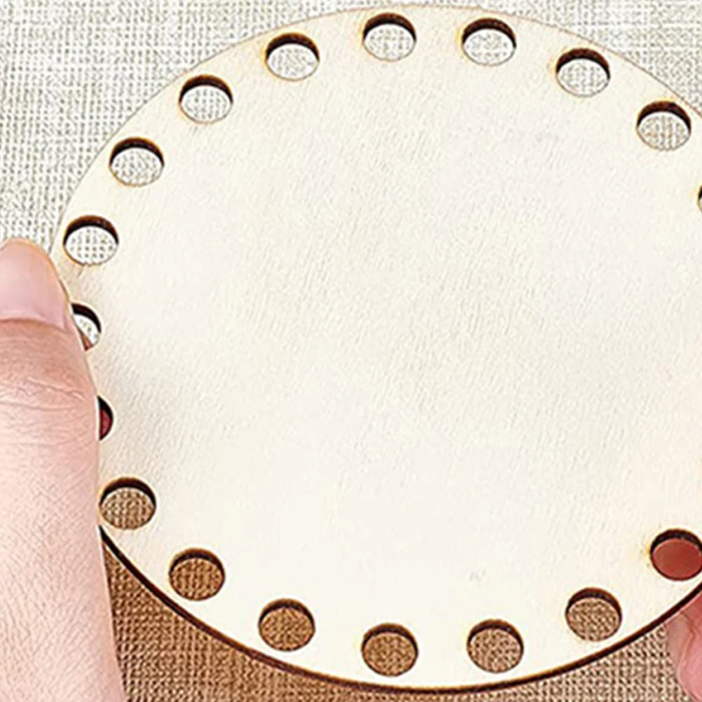 6Pcs 15Cm Wooden Crochet Bag Bottom Bases Round Blank Basket Base for Knitting DIY Handbag Crafting Supplies Material