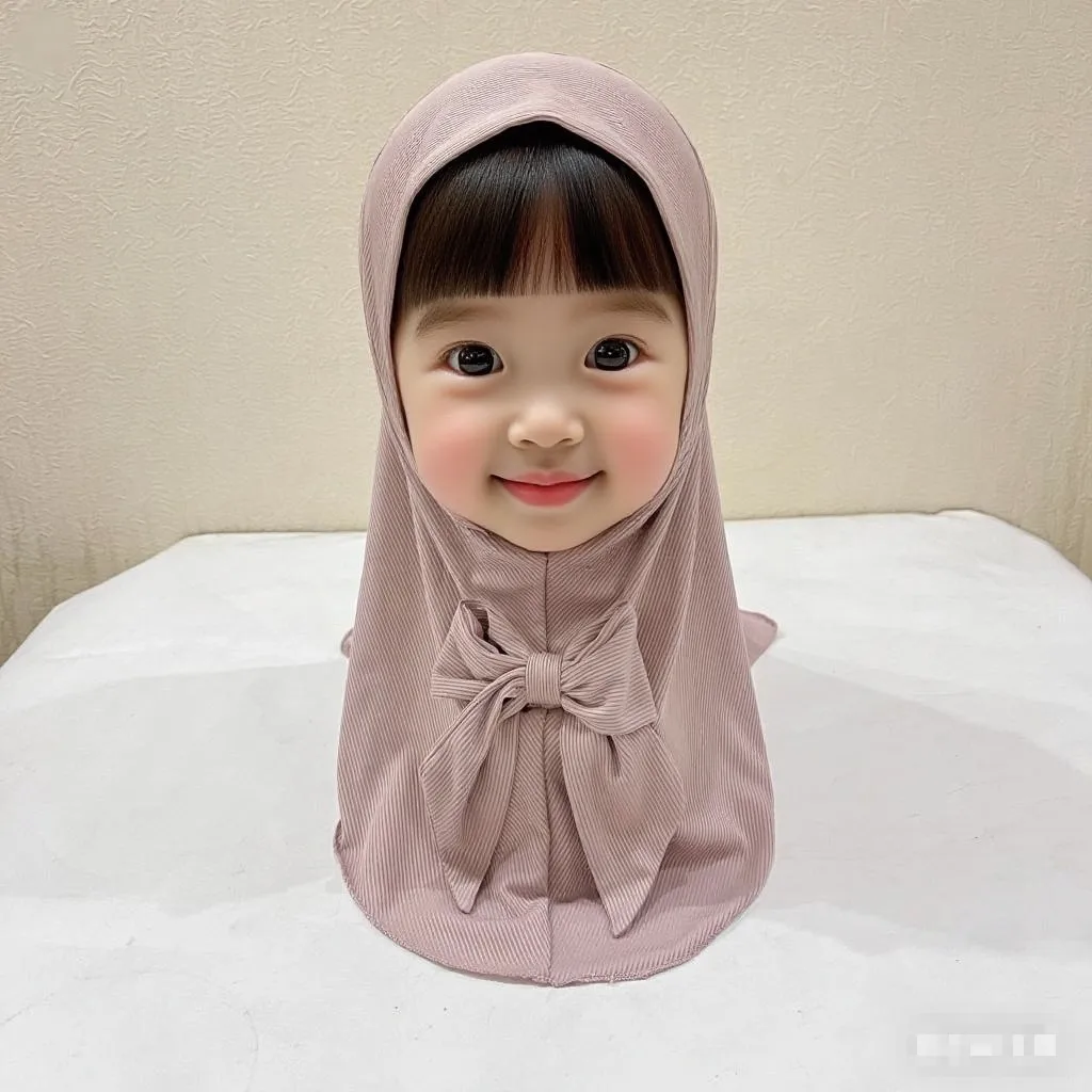 

Мгновенный хиджаб для девочек, шарф с бантом, мусульманский чепчик, хиджаб, повязка на голову, тюрбан для детей 2-6 лет, детский платок, молитвенная шапка, повязка на голову, кепка, новинка