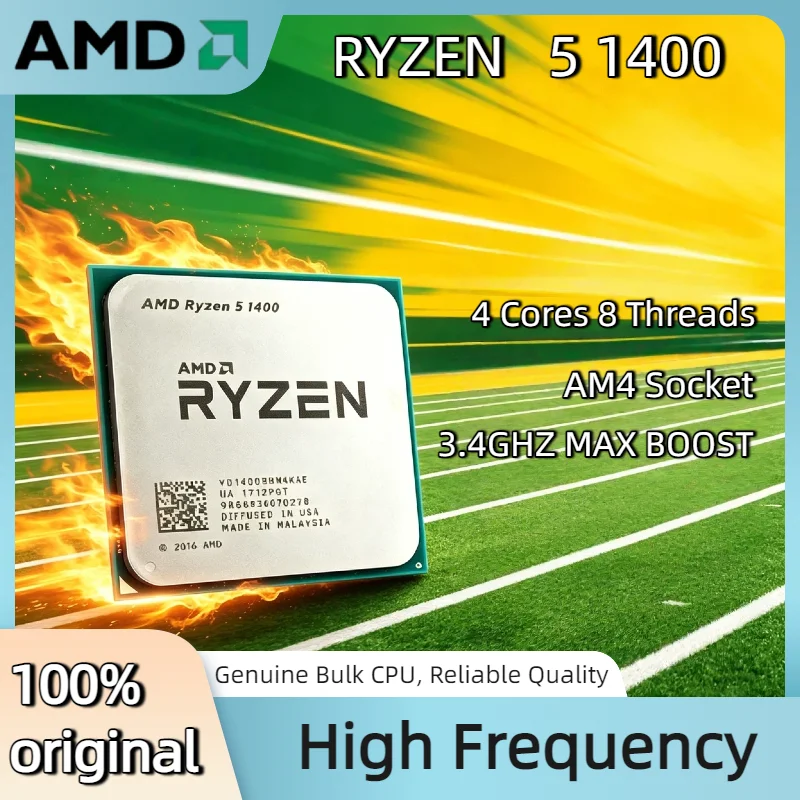 

Ryzen 5 1400 AMD R5 1400 4 Core 8 Thread CPU 3.2 3.4GHz 14nm AM4 Socket 8MB L3 65W Zen1 Desktop Gaming Tray 4K Ready
