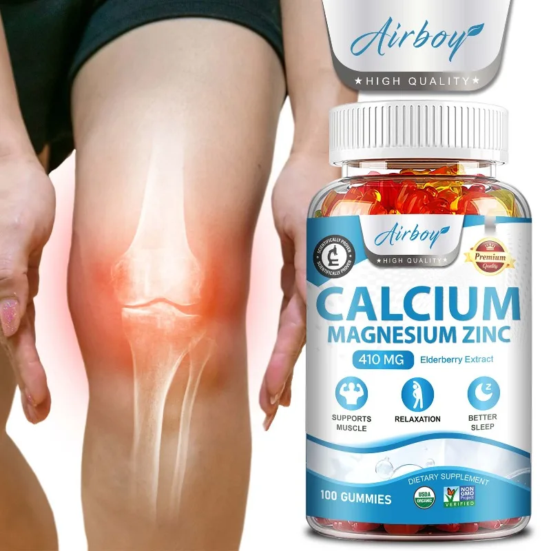 

Calcium Magnesium Zinc Gummies - Improves Mood, Promotes Cell Growth, Support Bones, Joint and Heart Health, Increases Energy