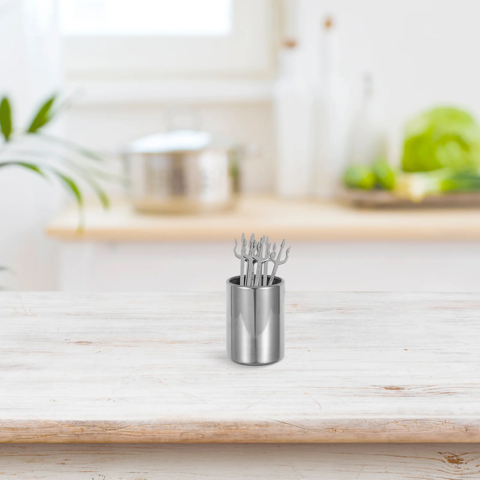 

1 set Steel Dessert Stainless Steel Forks Set Storage Jar Cake Fruit Appetizers Cocktail Forks Kitchen Tableware