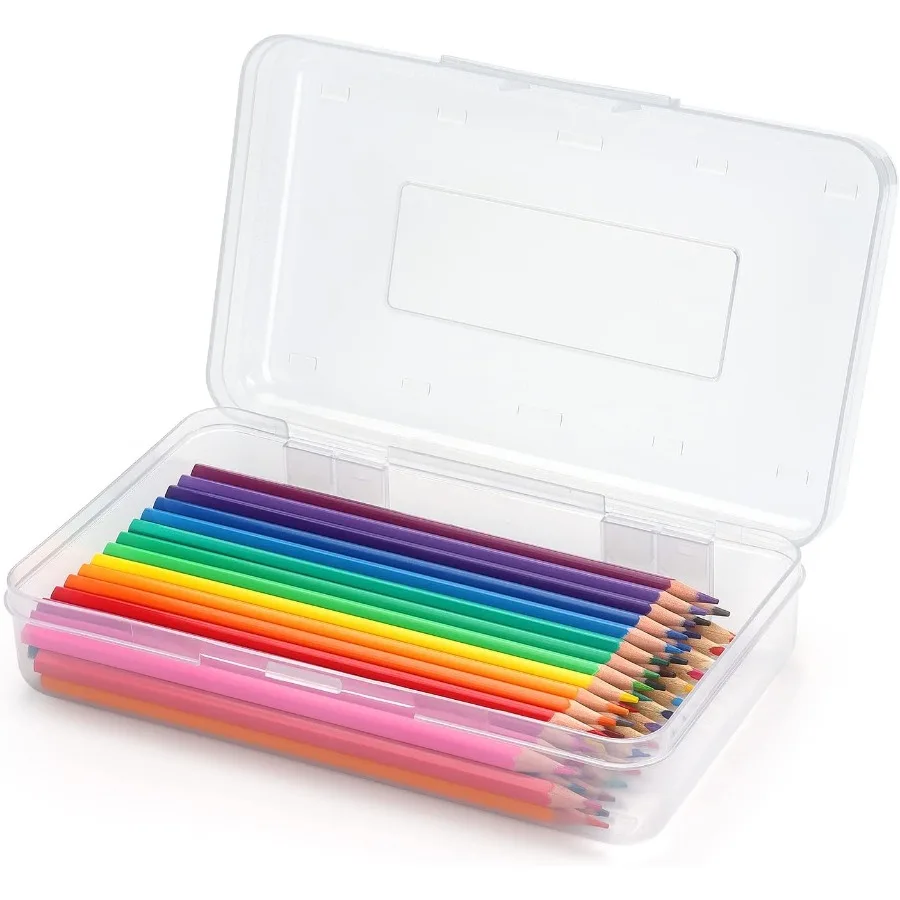تاماكي 1 عبوة من صندوق أقلام الرصاص البلاستيكي، صناديق أقلام رصاص ذات سعة كبيرة، صناديق شفافة مع غطاء محكم، تصميم قابل للتكديس ومكتب أنيق #2