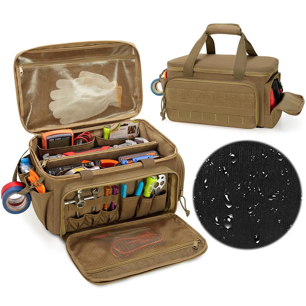 14 Inch Heavy Duty Tool Bag with 5 Pockets Tool Organization Bag Hand Tools Carry Bag for Repairman Carpenters Handyman