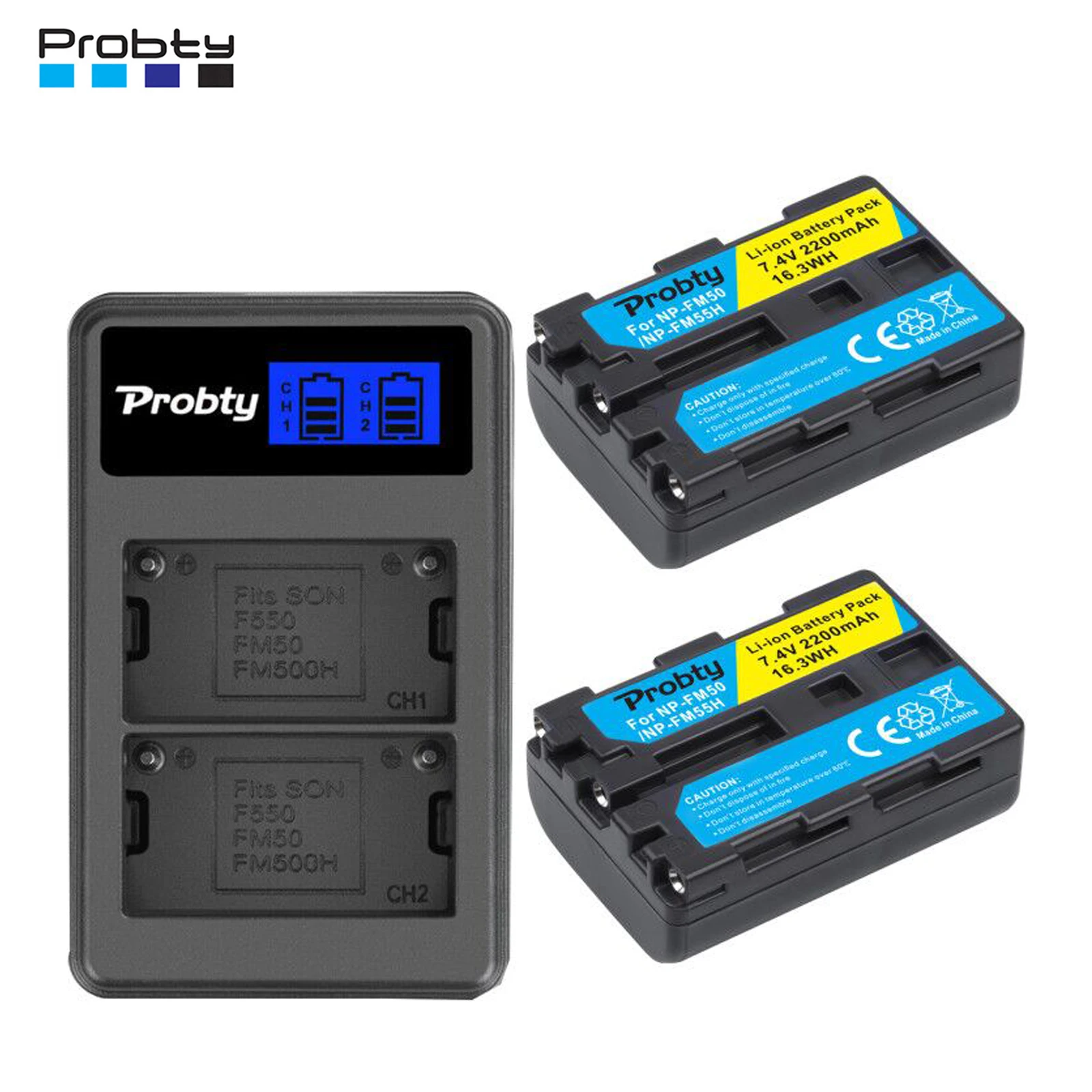Probty 2200mAh NP-FM50 NPFM50 NP FM50 FM50h Akku für Sony NP-FM51 NP-FM30 NP-FM55H DCR-PC101 A100 Serie