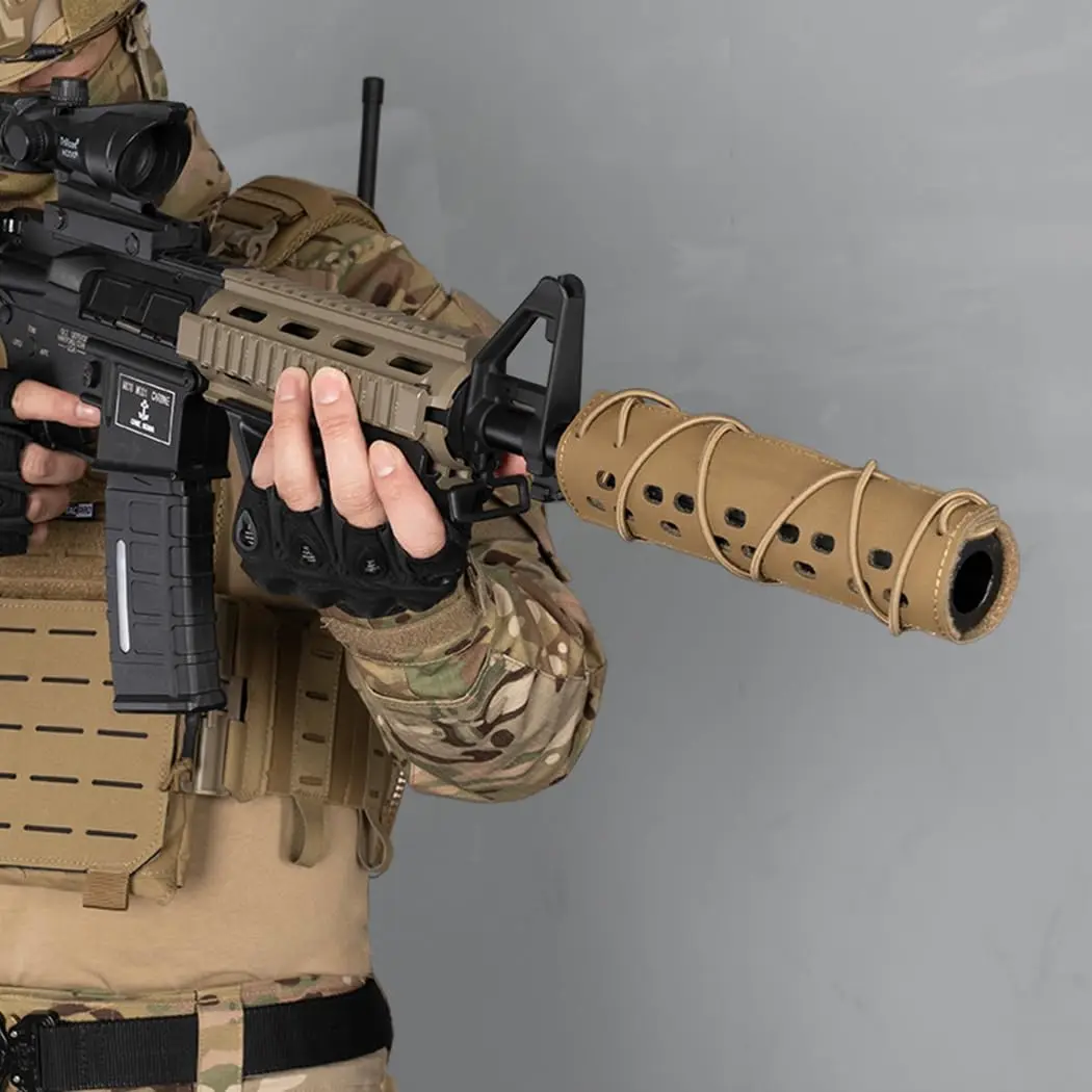 

Airsoft Suppressor Cover TOPTACPRO 7.5" 500D Cordura Nylon Adjustable Waterproof Anti-Tear Soft Liner Anti-Slip Heat Vent for Wa