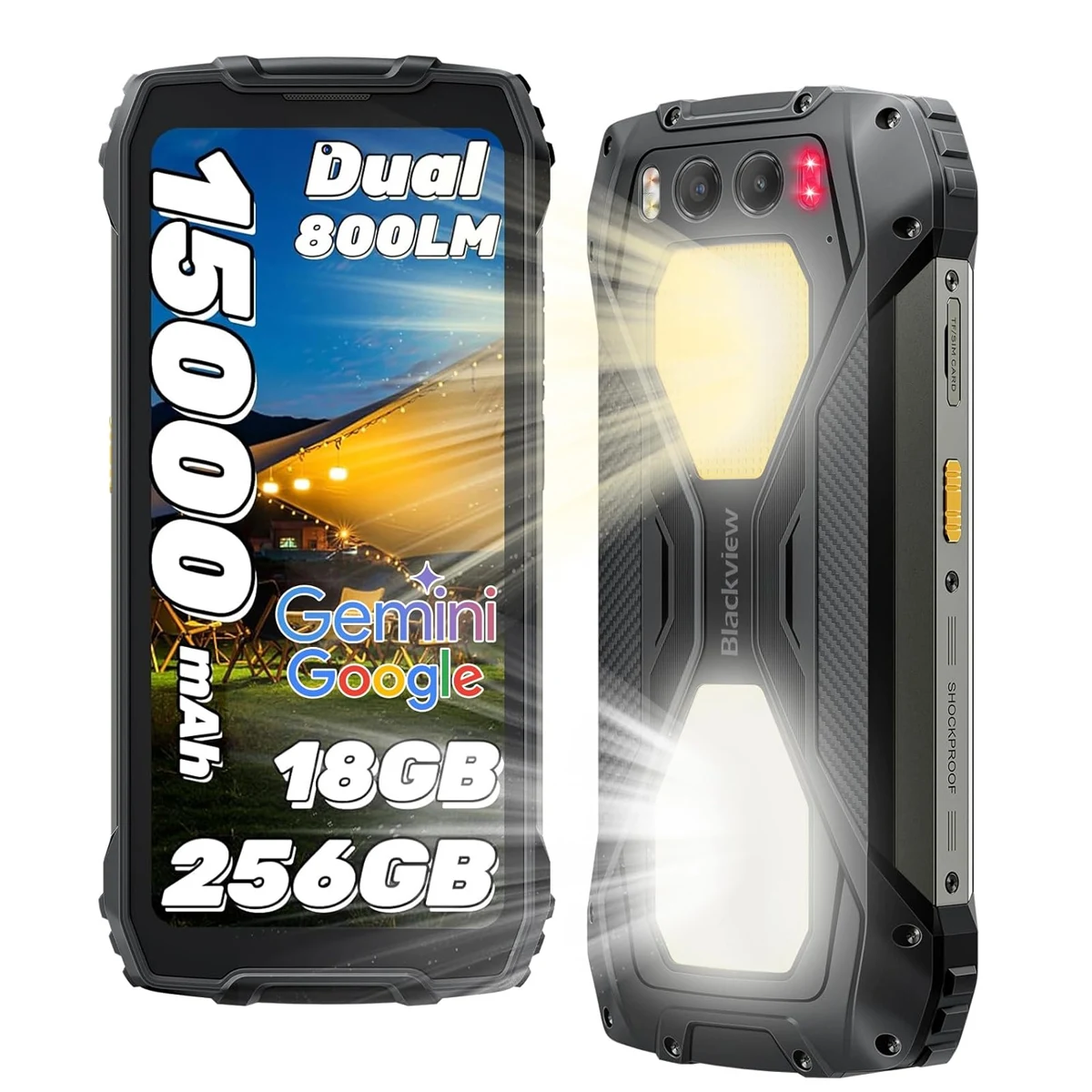 Telefono cellulare da esterno Blackview BV7300, 18 GB + 256 GB (2 TB), display da 6,67 pollici 90 Hz, smartphone robusto da 50 MP + 32 MP, 15000 mAh/45 W,