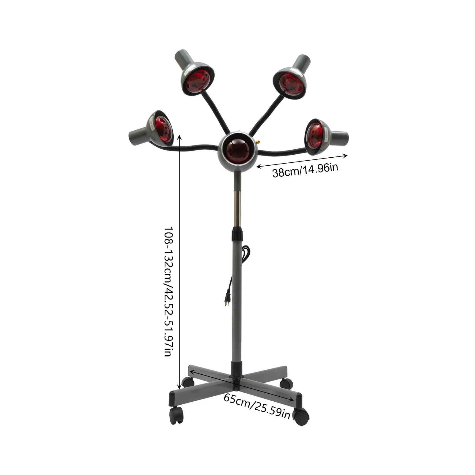 Multi-Head Infrared Heat Lamp – 750W, Perfect for Perming, Dyeing & Hair Care, 5 Red Heads for Salon Efficiency