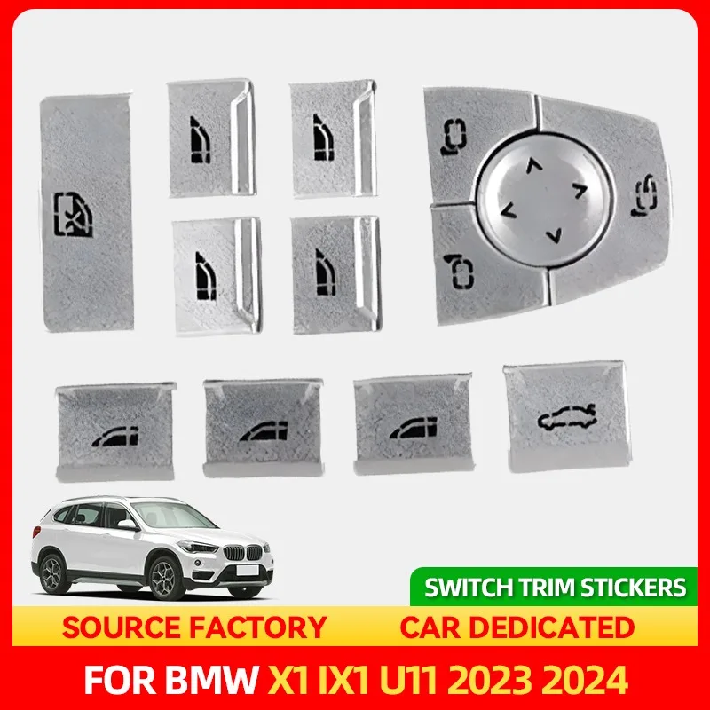 

Стайлинговые молдинги для BMW X1 iX1 U10 U11 2023 2024 13 шт./компл. металлические автомобильные оконные очки, кнопка подъема, переключатель, наклейки, авто