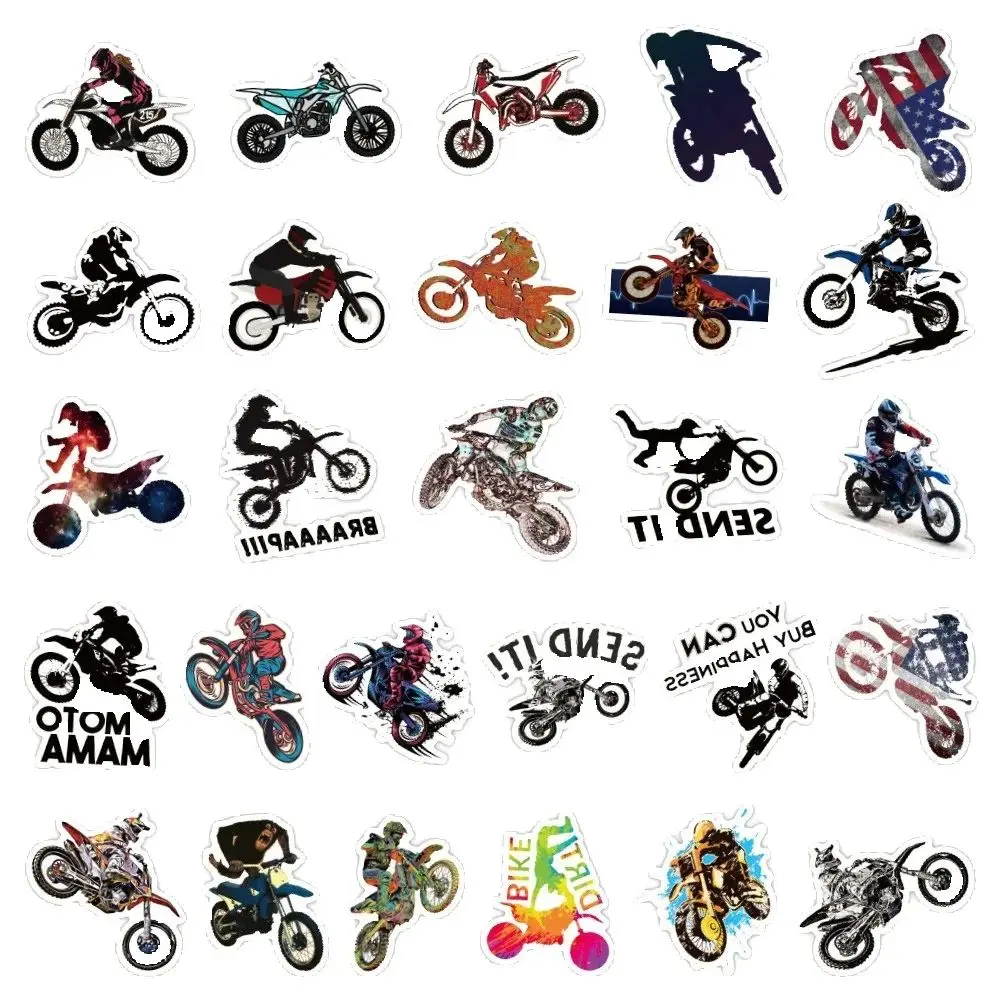 สติกเกอร์ลายการ์ตูนมอเตอร์ครอสแบบวาดๆ สร้างสรรค์ 50 ชิ้น สำหรับติดจักรยาน สกู๊ตเตอร์ แล็ปท็อป คอมพิวเตอร์