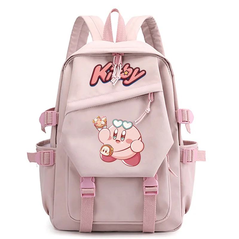 Kirby Backpack Cartoon Printed School Bag Girls Large Capacity Aesthetic Backpacks Student Supplies Travel Waterproof Bags Gift