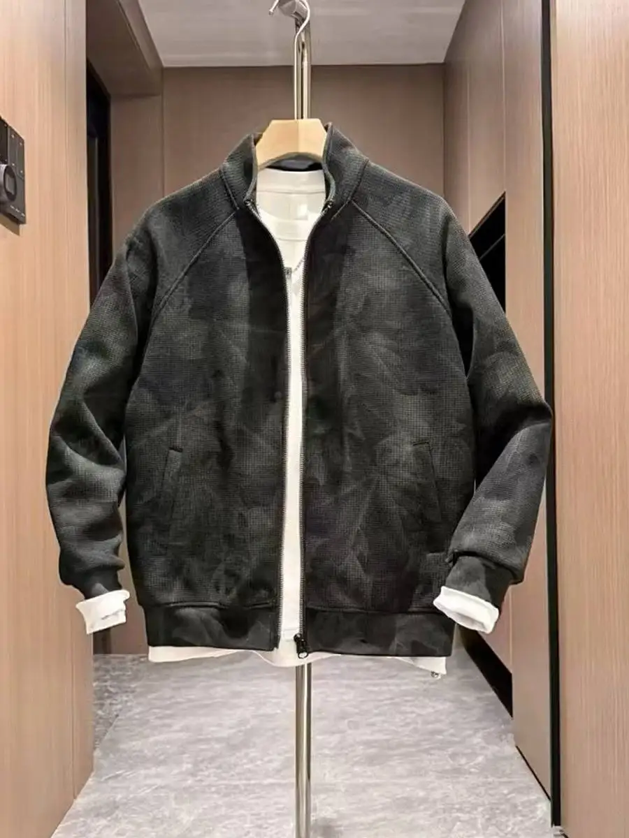 

Мужской повседневный кардиган с воротником-стойкой, теплая деловая верхняя одежда для осени и зимы, модный стильный топ