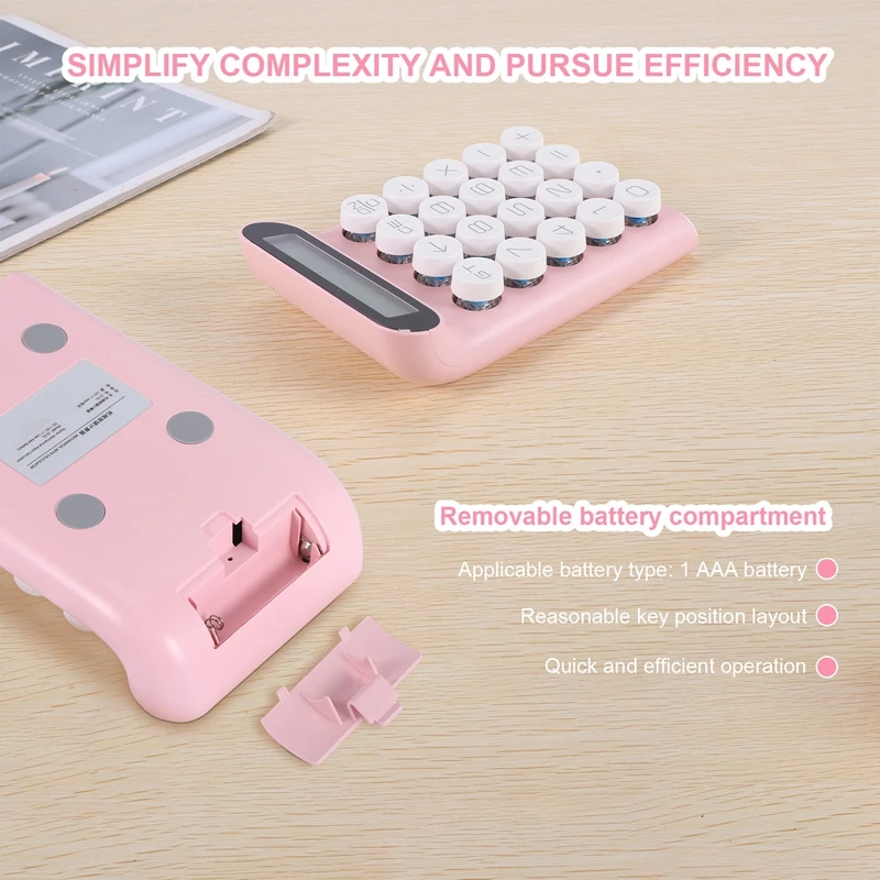 Retro Calculator Mechanical Keyboard Portable Computer 10 Digit LCD Display Financial Office Fashion Calculator