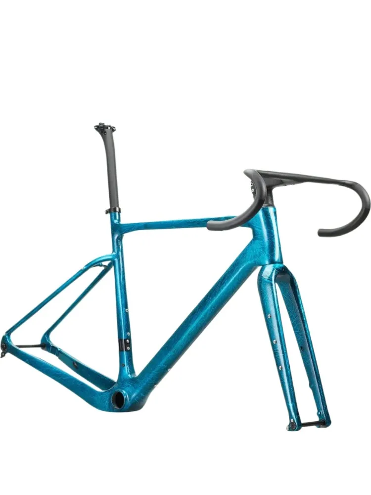 AliExpress NONE New All-Road Cyclocross Frameset for 700x45C Tires T1100 Carbon Gravel Bike Frame with Crystal Ice Crack Paint BB386 Disc Brake
