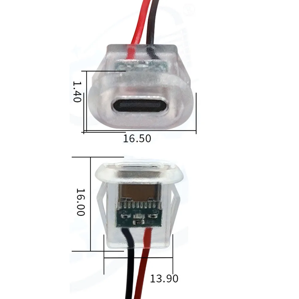 เต้ารับสำหรับชาร์จประเภทอินพุต5A USB ชนิด C พร้อมแผ่นไฟ LED พอร์ตไฟ USB-C กันน้ำ TYPE-C แจ็คตัวเชื่อมต่อตัวเมีย1ชิ้น